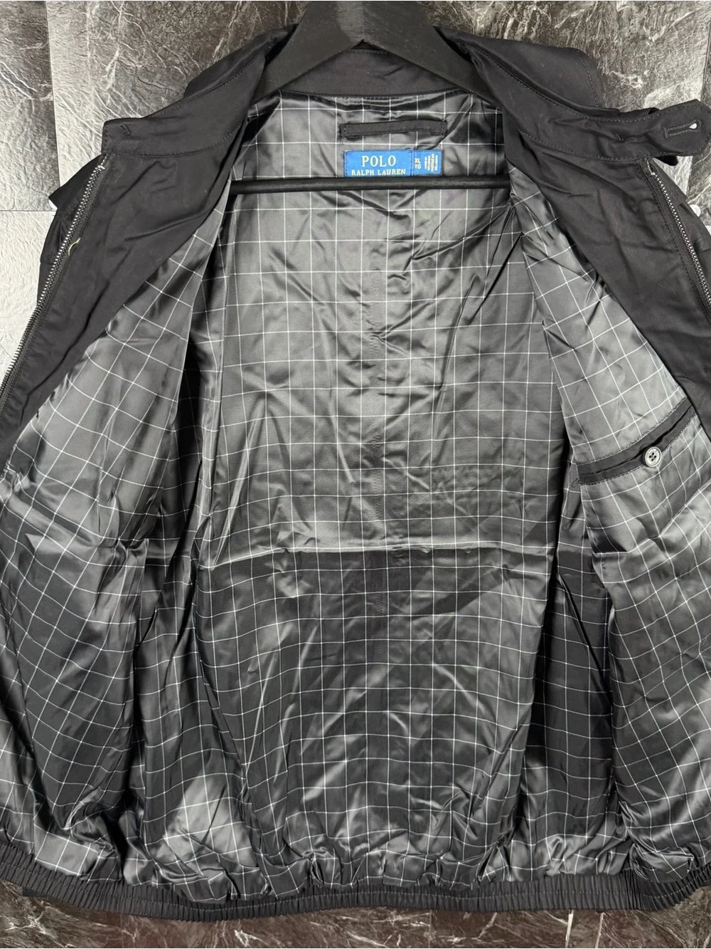 Polo Ralph Lauren Black Plaid Bi Packable Harrington Jacket XL